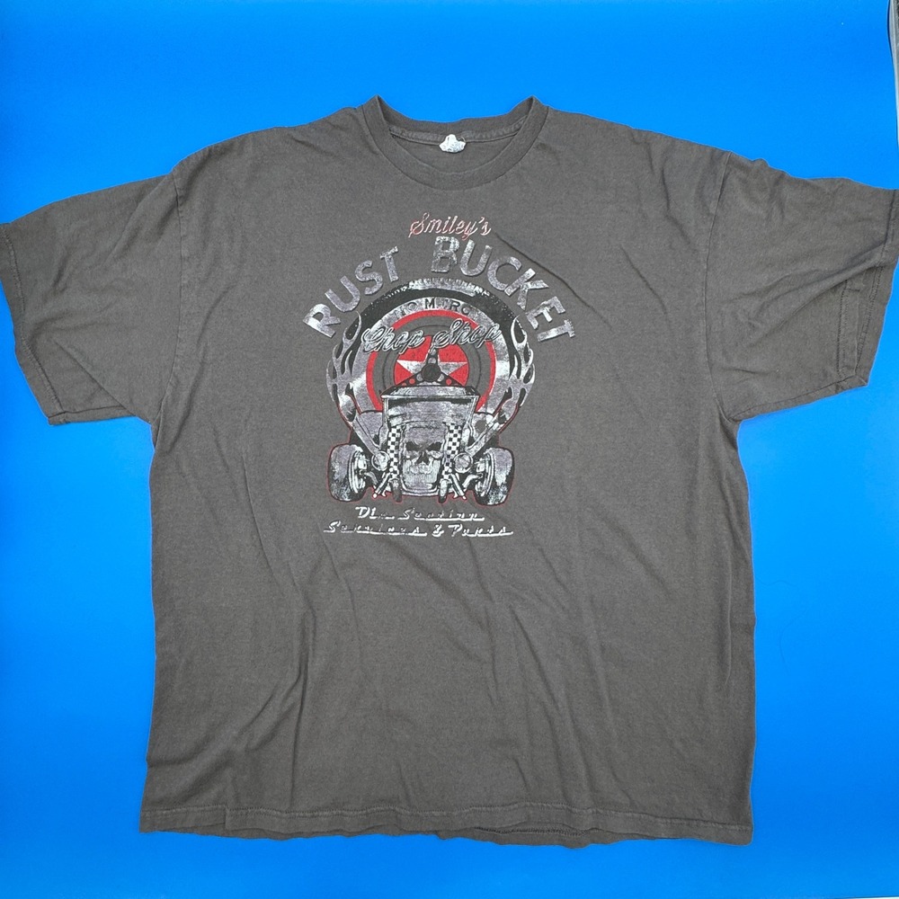 Mens Delta Pro Weight Rust Bucket Chop Shop Skull Hot Rod T Shirt 2XL